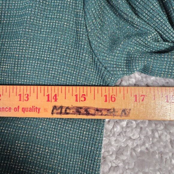 Intimately Free People Women Top Size Large Green Metallic Boho Flare Sleeve - Picture 8 of 12